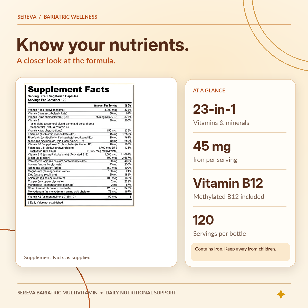 Sereva™ Post-Bariatric Iron & Nutrient Support