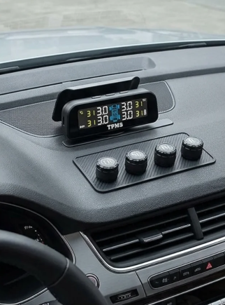 Solar TPMS Tire Pressure Monitor — 4 External Sensors for RV, Trailer, Truck & Car